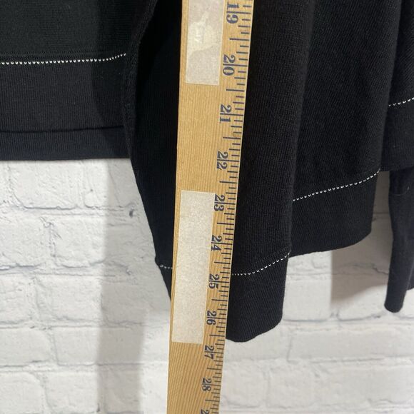 Cabi Women Open Cardigan Black White Stitching Medium Winsome Preppy Jacket - Picture 5 of 7